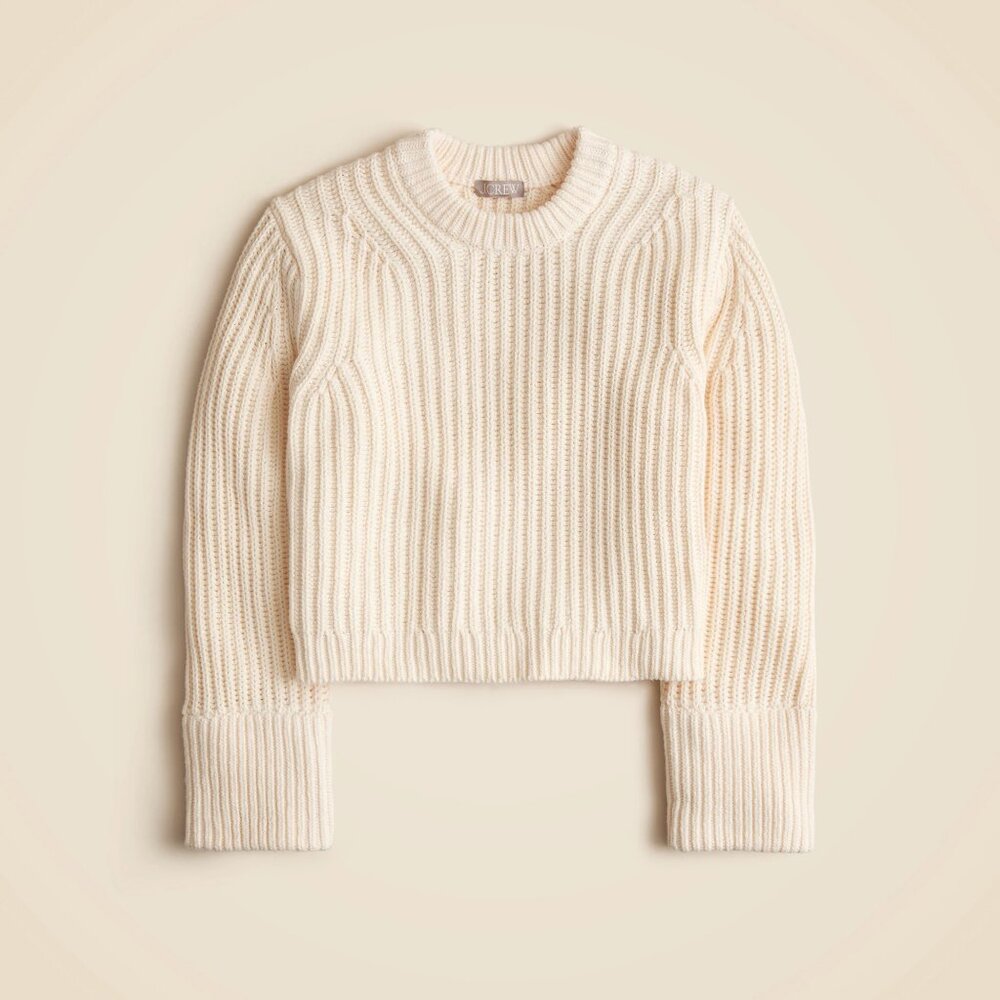 J.Crew Heritage cotton fisherman crewneck sweater - Ivory - Picture 3 of 3
